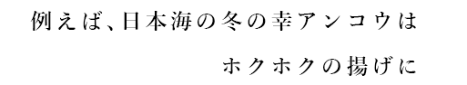 例えば、日本海の冬の幸アンコウは